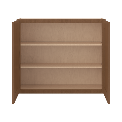 30" Tall Double Door 24", 27", 30", 33" & 36" Elegant Craftsman Mocha Shaker 1-1/4" Overlay Wall Cabinet