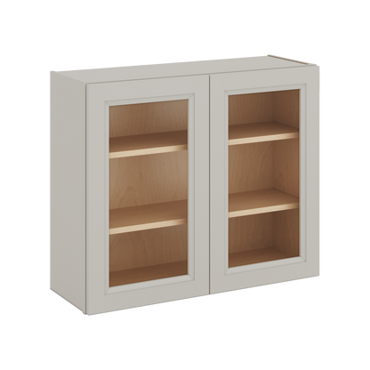 30" Tall 27LGDS Laguna Gray Double Shaker Glass Ready Wall Cabinet - Double Door 24", 27", 30", 33" & 36" Wide
