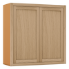 39" Tall White Oak Inset Shaker Wall Cabinet - Double Door 24", 27", 30", 33" & 36" Wide