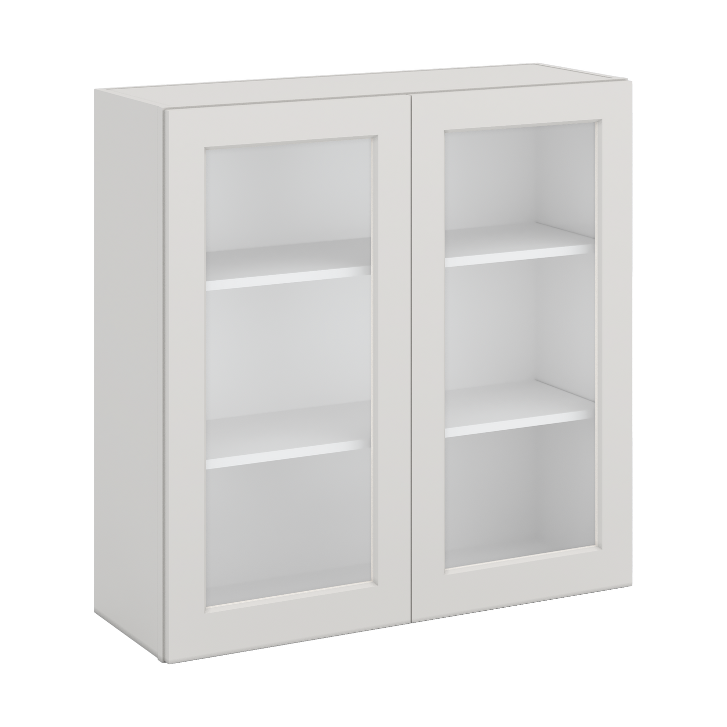 36" Tall 2WS White Shaker 1-1/4" Overlay Glass Ready Wall Cabinet - Double Door 24", 27", 30", 33" & 36" Wide