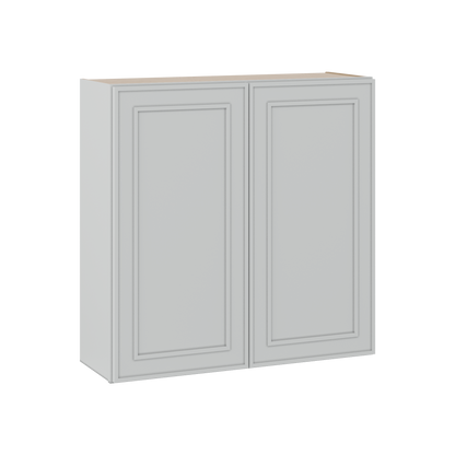 36" Tall Double Door 24", 27", 30", 33" & 36" Wide White Elegant Oak Shaker Wall Cabinet