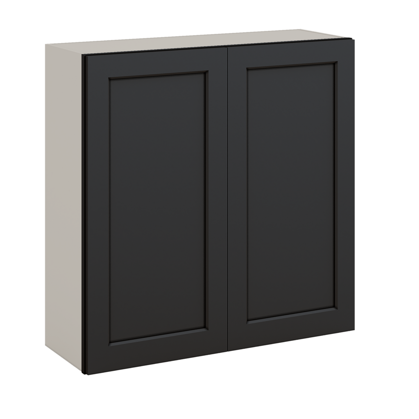 36" Tall 15HNS Hermosa Noir Black Shaker 1-1/4" Overlay Wall Cabinet - Double Door 24", 27", 30", 33" & 36" Wide