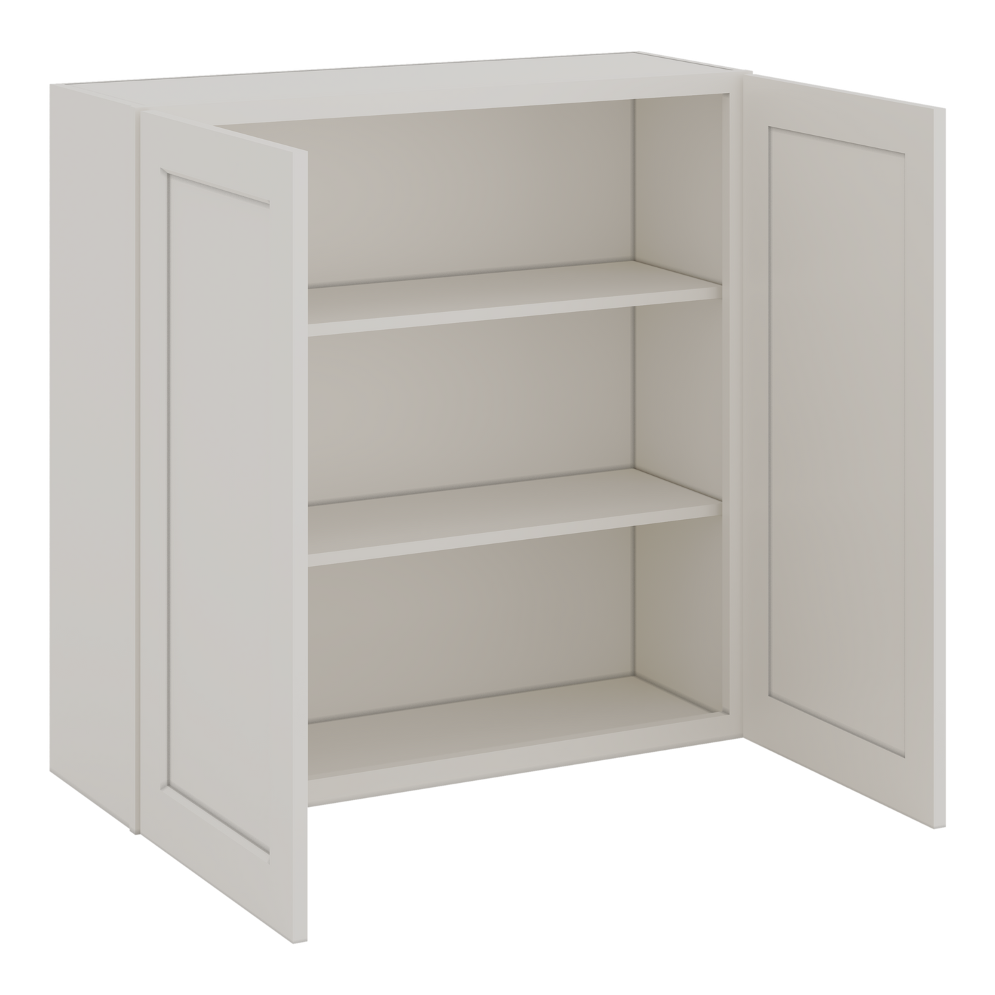 36" Tall 2WS White Shaker 1-1/4" Overlay Wall Cabinet - Double Door 24", 27", 30", 33" & 36" Wide