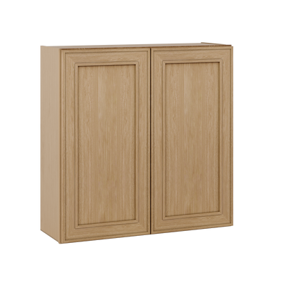 36" Tall Double Door 24", 27", 30", 33" & 36" Wide Elegant Oak Shaker Wall Cabinet
