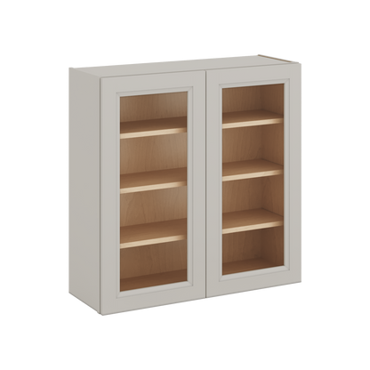 36" Tall 27LGDS Laguna Gray Double Shaker Glass Ready Wall Cabinet - Double Door 24", 27", 30", 33" & 36" Wide