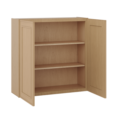 36" Tall Double Door 24", 27", 30", 33" & 36" Wide Elegant Oak Shaker Wall Cabinet