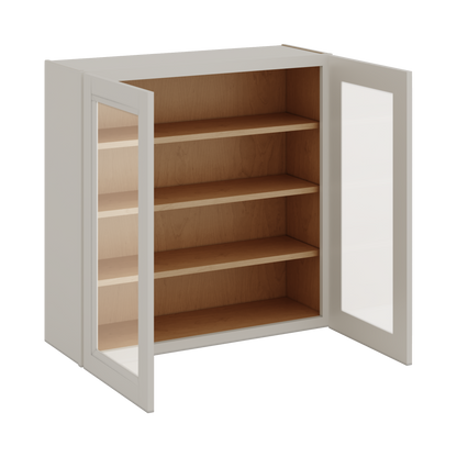 36" Tall 27LGDS Laguna Gray Double Shaker Glass Ready Wall Cabinet - Double Door 24", 27", 30", 33" & 36" Wide