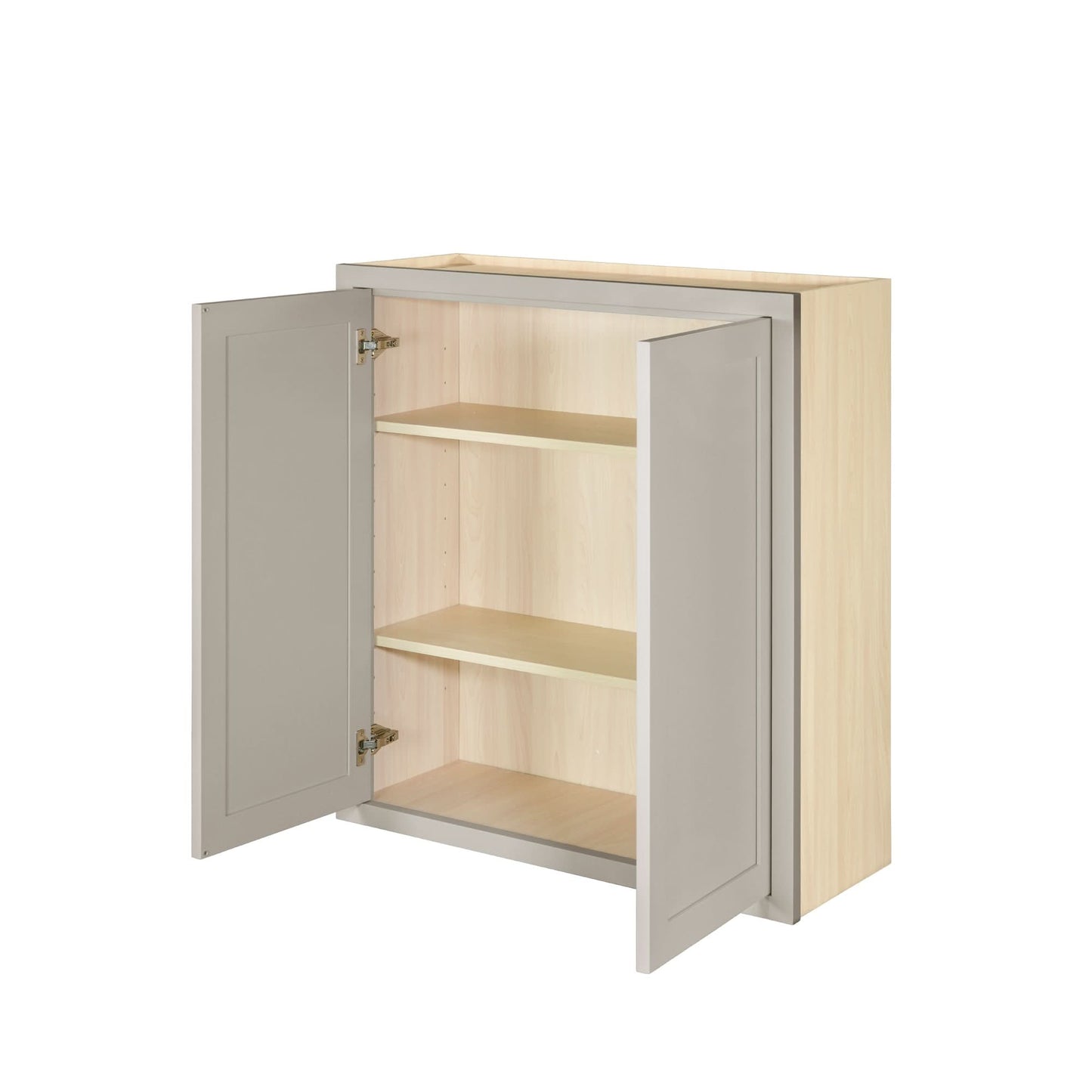 39" Tall Tuscan Gray Inset Shaker Wall Cabinet - Double Door 24", 27", 30", 33" & 36" Wide