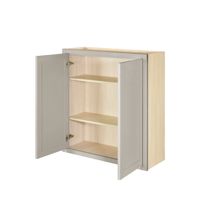39" Tall Tuscan Gray Inset Shaker Wall Cabinet - Double Door 24", 27", 30", 33" & 36" Wide