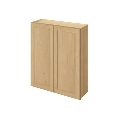 36" Wide 24" Deep Upper Sandstone Birch Shaker 1-1/4" Overlay Wall Cabinet - Double Door 12", 15", 18", 24"