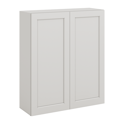 40" Tall 2WS White Shaker 1-1/4" Overlay Wall Cabinet - Double Door 24", 27", 30", 33", 36"