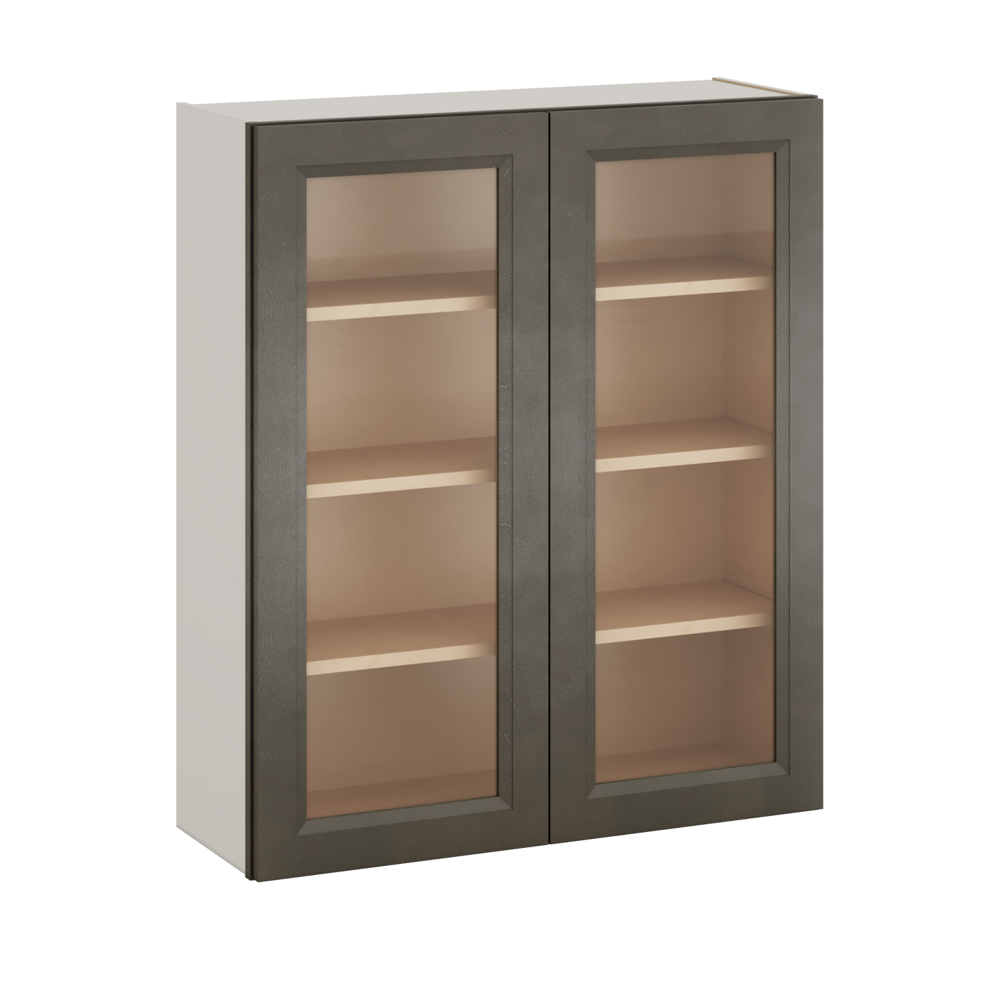 42" Tall Huntington Cinder Double Shaker Glass Ready Wall Cabinet - Double Door 24", 27", 30", 33", 36"