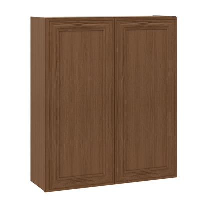 42" Tall Double Door 24", 27", 30", 33" & 36" Wide Elegant Craftsman Mocha Shaker Wall Cabinet
