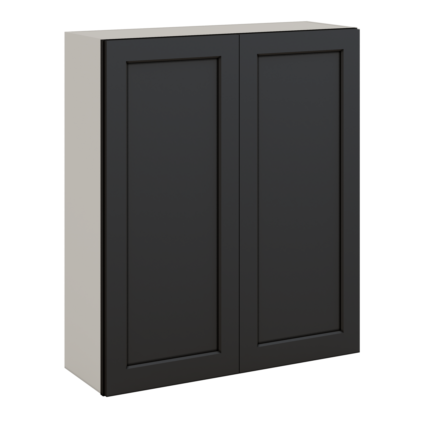 42" Tall Wall Cabinet 15HNS Hermosa Noir Black Shaker 1-1/4" Overlay - Double Door 24", 27", 30", 33", 36"