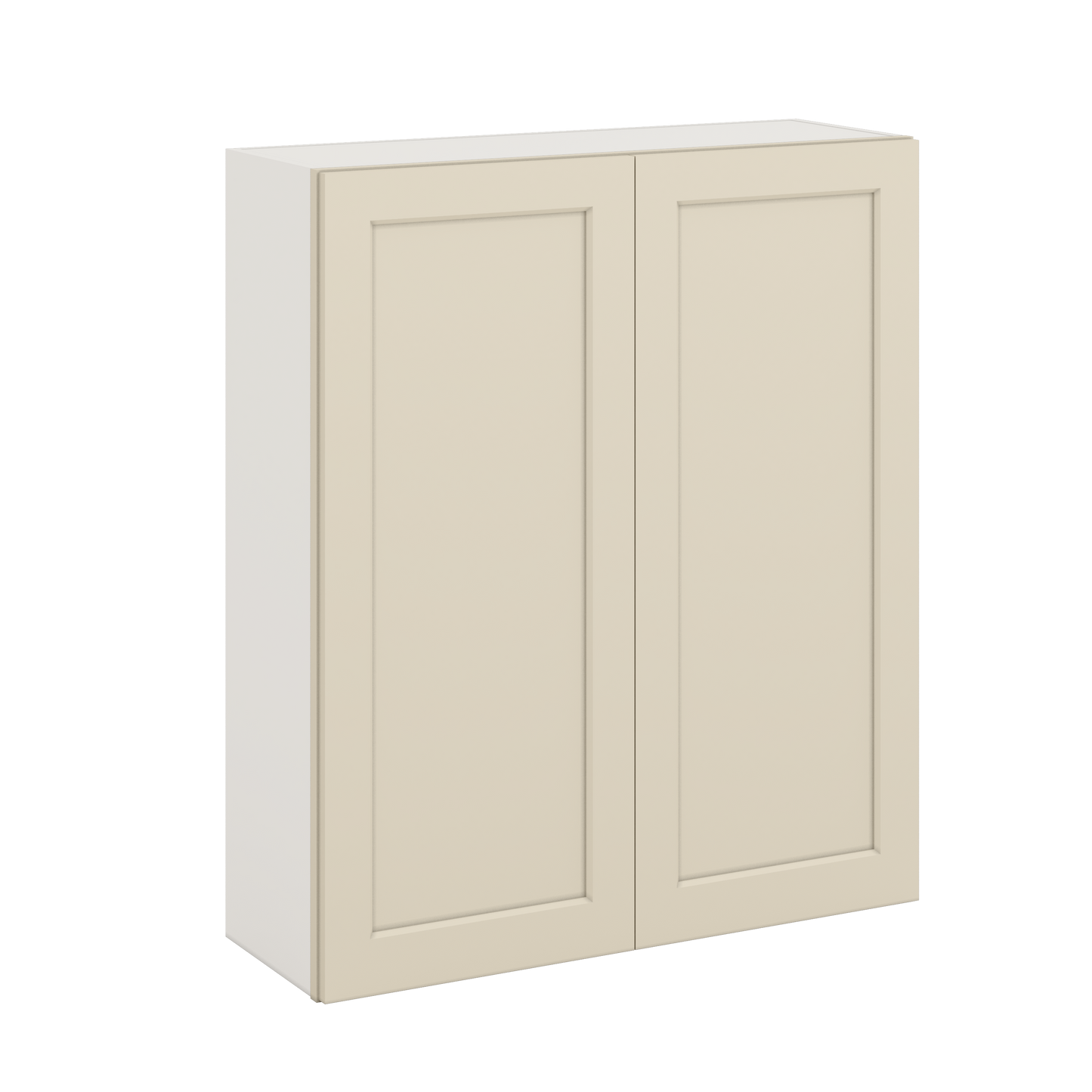 42" Tall Manhattan Cream Shaker 1-1/4" Overlay Wall Cabinet - Double Door 24", 27", 30", 33", 36"