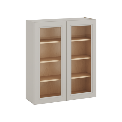 42" Tall 27LGDS Laguna Gray Double Shaker Glass Ready Wall Cabinet - Double Door 24", 27", 30", 33", 36"