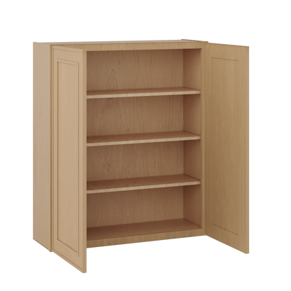 42" Tall Double Door 24", 27", 30", 33" & 36" Wide Elegant Oak Shaker Wall Cabinet