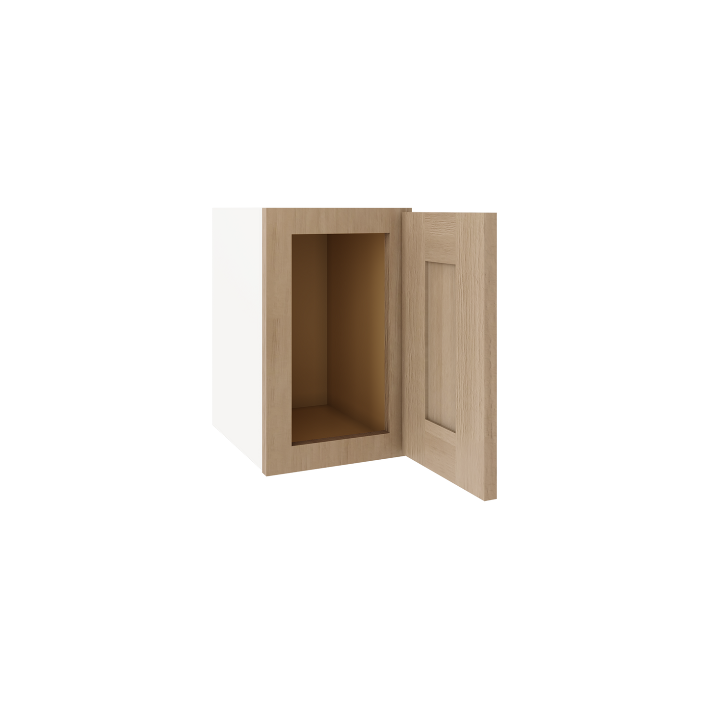 15" Tall x 12" Deep Stacker /  Upper Natural Color 17ROS - Redondo White Oak Shaker 1-1/4" Overlay Wall Cabinet