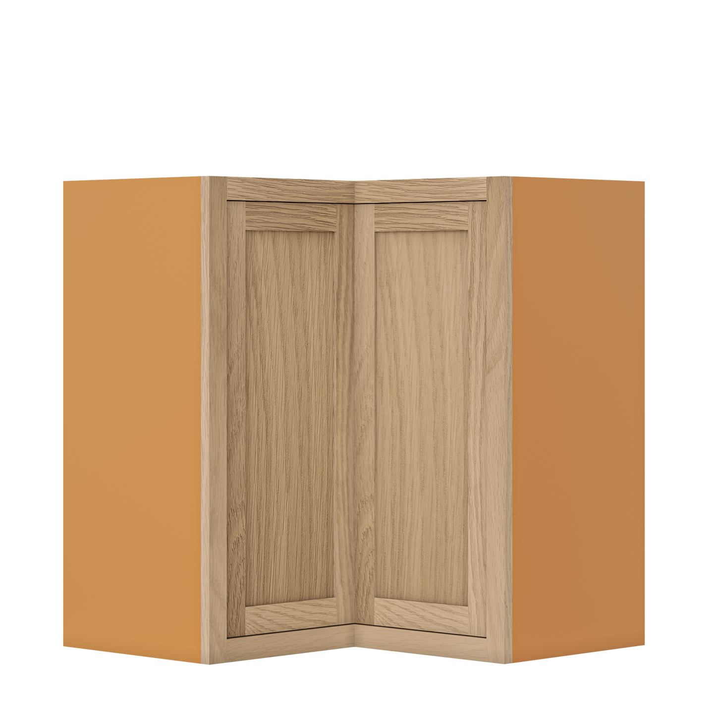 Wall Angle Corner White Oak Shaker Wall Cabinet 27" W x 30",33", 36", 39", 42", 45", 48" & 51" Tall