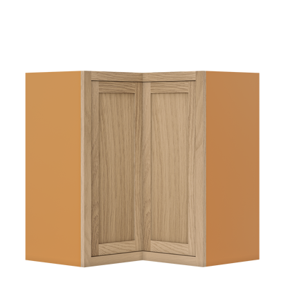 Wall Angle Corner White Oak Shaker Wall Cabinet 27" W x 30",33", 36", 39", 42", 45", 48" & 51" Tall