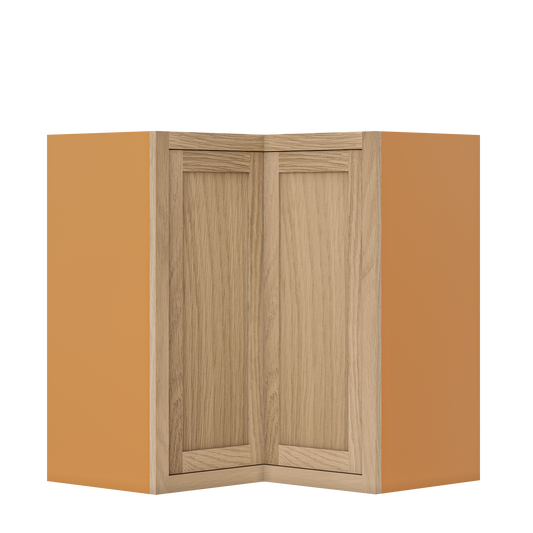 Wall Angle Corner White Oak Shaker Wall Cabinet 27" W x 30",33", 36", 39", 42", 45", 48" & 51" Tall
