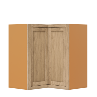 Wall Angle Corner White Oak Shaker Wall Cabinet 27" W x 30" & 39" Tall