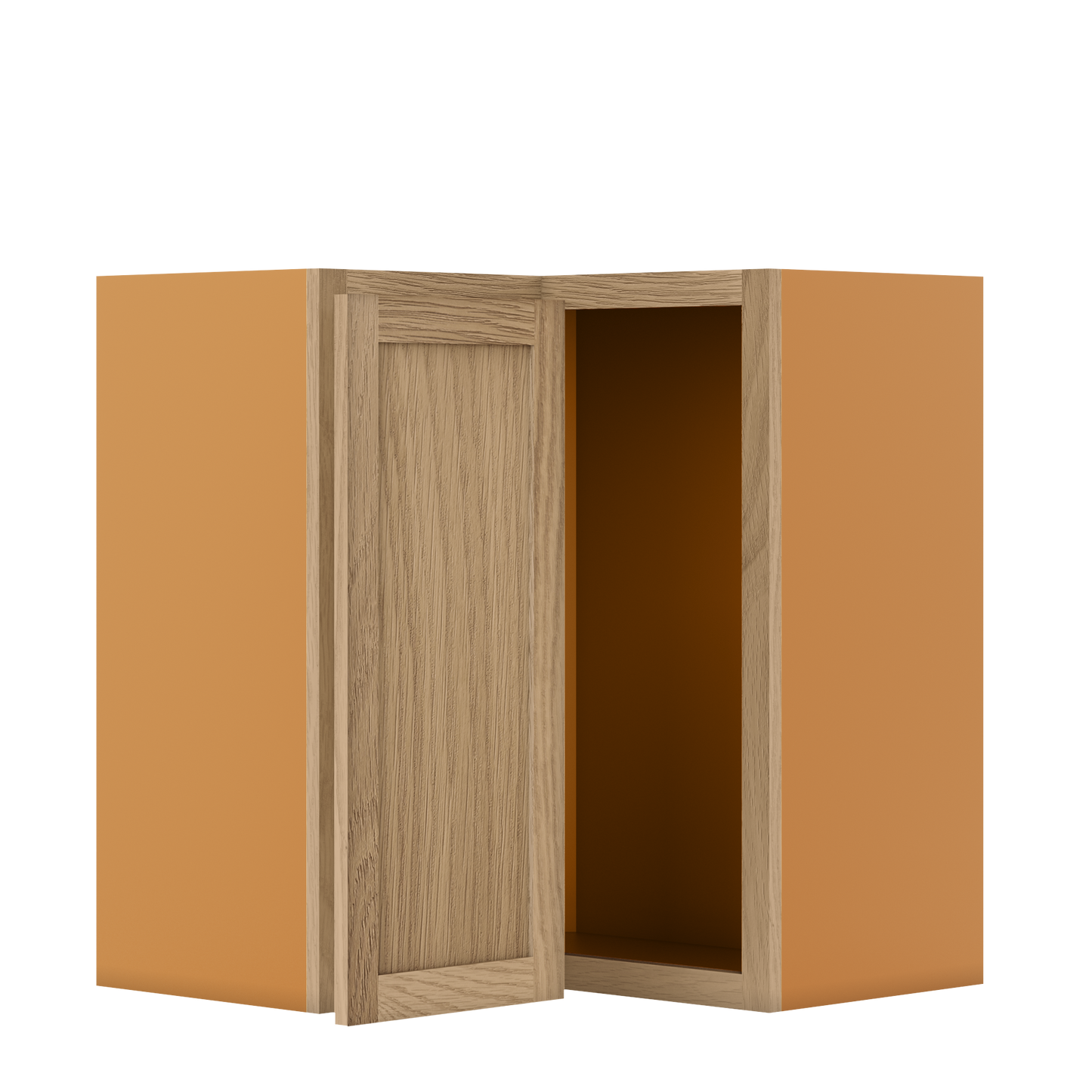 Wall Angle Corner White Oak Shaker Wall Cabinet 27" W x 30",33", 36", 39", 42", 45", 48" & 51" Tall