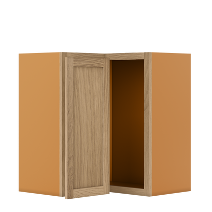 Wall Angle Corner White Oak Shaker Wall Cabinet 27" W x 30",33", 36", 39", 42", 45", 48" & 51" Tall