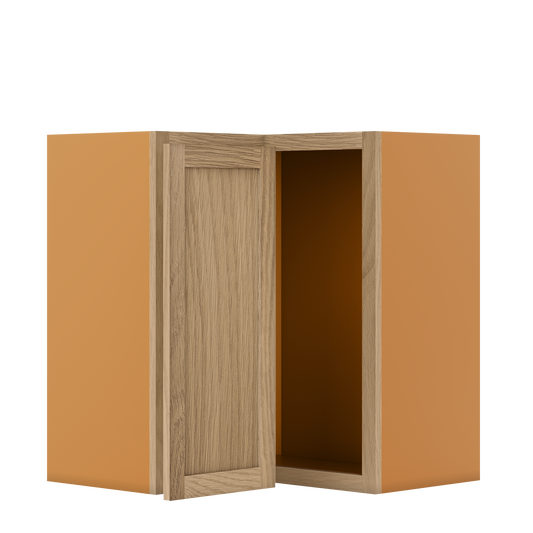 Wall Angle Corner White Oak Shaker Wall Cabinet 27" W x 30",33", 36", 39", 42", 45", 48" & 51" Tall