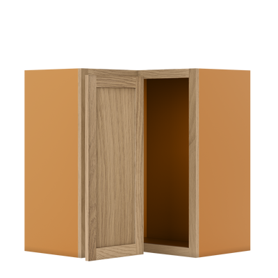 Wall Angle Corner White Oak Shaker Wall Cabinet 27" W x 30" & 39" Tall