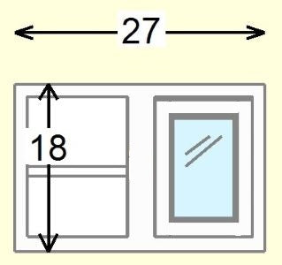 Custom Glass Ready Blind Corner Wall Inset Cabinet 27" Wide by 9", 12" 15", 18", 21", 24", 27", 30", 33", 36", 39  and 42" Tall