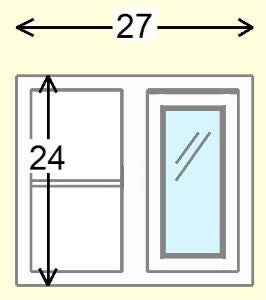 Custom Glass Ready Blind Corner Wall Inset Cabinet 27" Wide by 9", 12" 15", 18", 21", 24", 27", 30", 33", 36", 39  and 42" Tall