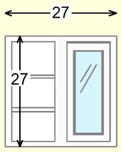 Custom Glass Ready Blind Corner Wall Inset Cabinet 27" Wide by 9", 12" 15", 18", 21", 24", 27", 30", 33", 36", 39  and 42" Tall