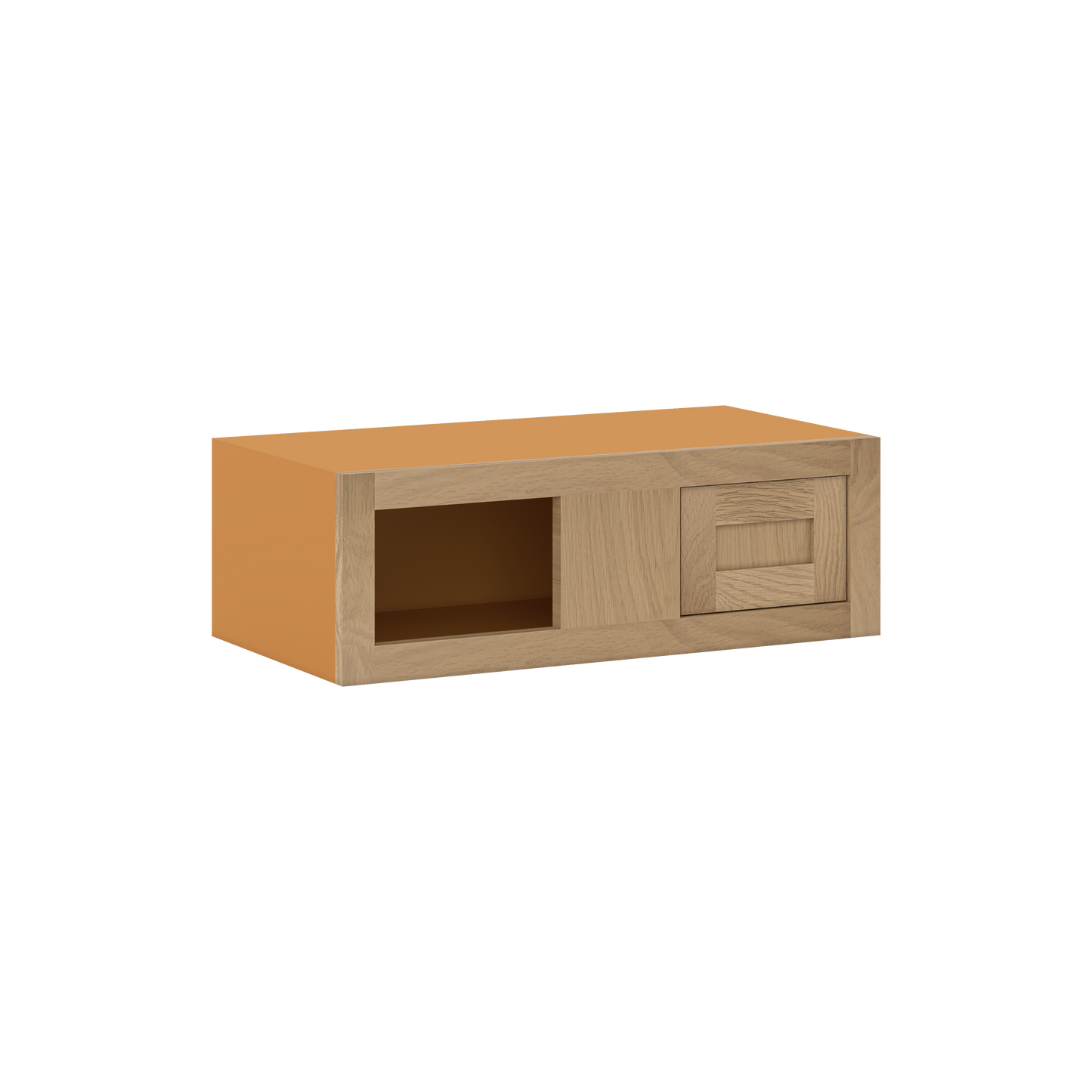 Custom Oak Blind Corner Wall Inset Cabinet 27" Wide by 9", 12" 15", 18", 21", 24", 27", 30", 33", 36", 39  and 42" Tall