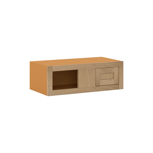 Custom Oak Blind Corner Wall Inset Cabinet 27" Wide by 9", 12" 15", 18", 21", 24", 27", 30", 33", 36", 39  and 42" Tall