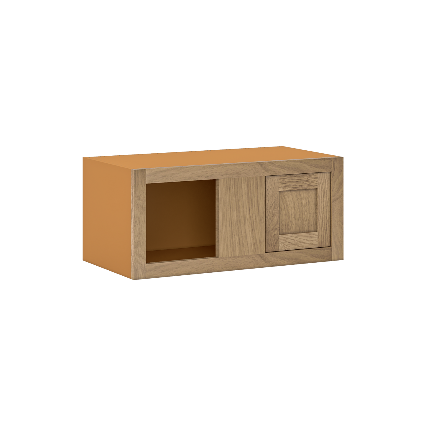 Custom Oak Blind Corner Wall Inset Cabinet 27" Wide by 9", 12" 15", 18", 21", 24", 27", 30", 33", 36", 39  and 42" Tall