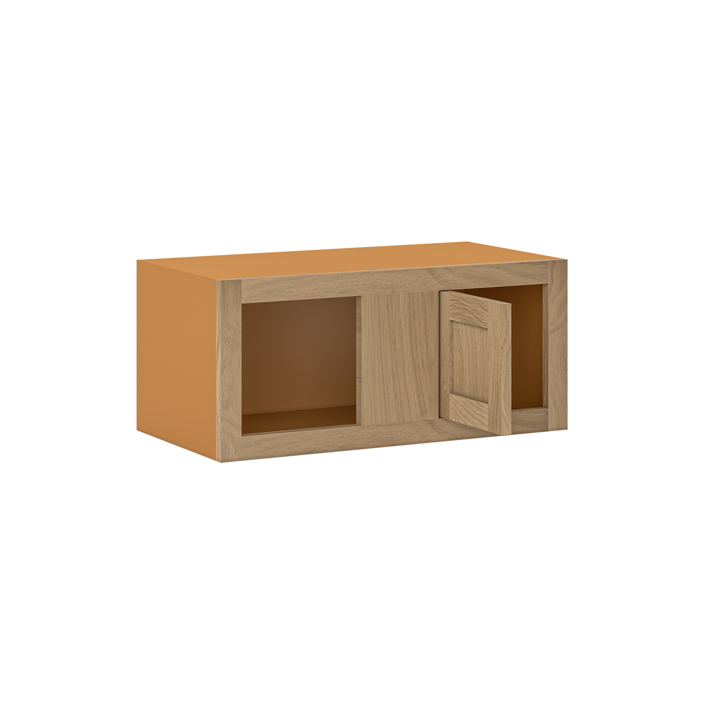 Custom Oak Blind Corner Wall Inset Cabinet 27" Wide by 9", 12" 15", 18", 21", 24", 27", 30", 33", 36", 39  and 42" Tall