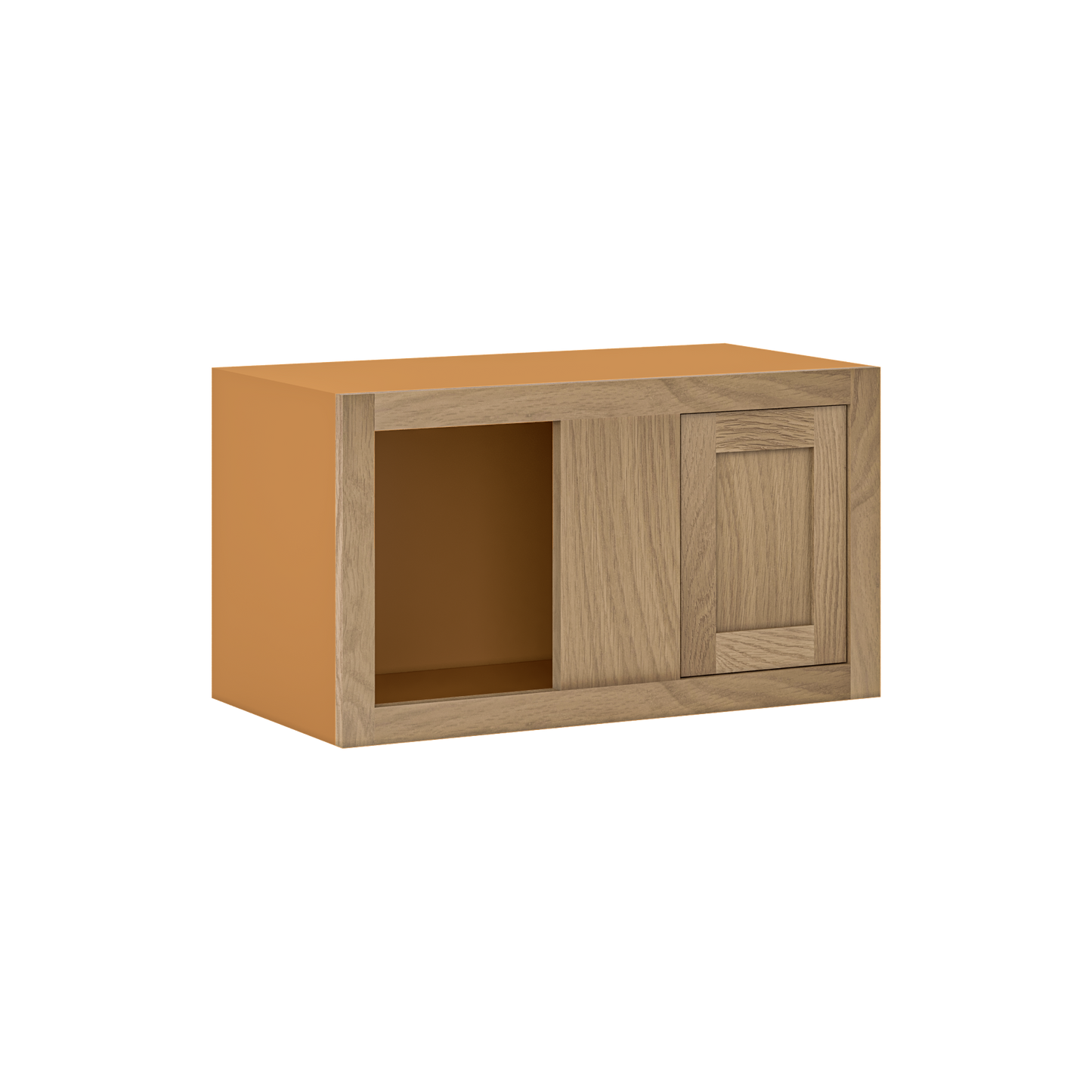 Custom Oak Blind Corner Wall Inset Cabinet 27" Wide by 9", 12" 15", 18", 21", 24", 27", 30", 33", 36", 39  and 42" Tall