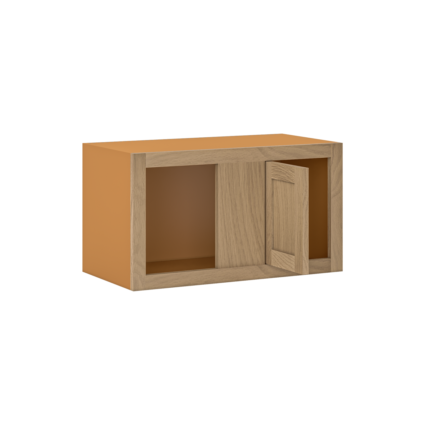 Custom Oak Blind Corner Wall Inset Cabinet 27" Wide by 9", 12" 15", 18", 21", 24", 27", 30", 33", 36", 39  and 42" Tall