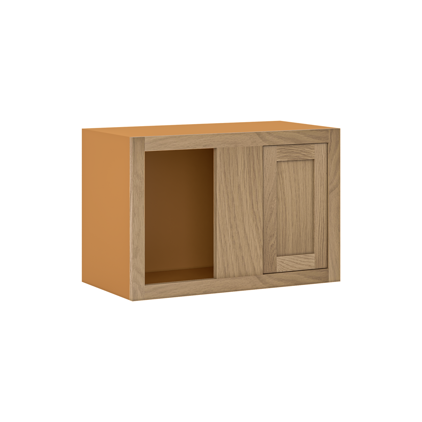 Custom Oak Blind Corner Wall Inset Cabinet 27" Wide by 9", 12" 15", 18", 21", 24", 27", 30", 33", 36", 39  and 42" Tall