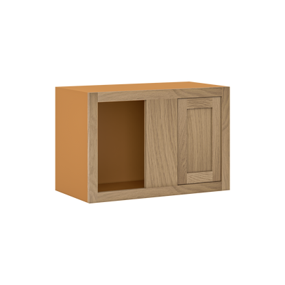 Custom Oak Blind Corner Wall Inset Cabinet 27" Wide by 9", 12" 15", 18", 21", 24", 27", 30", 33", 36", 39  and 42" Tall