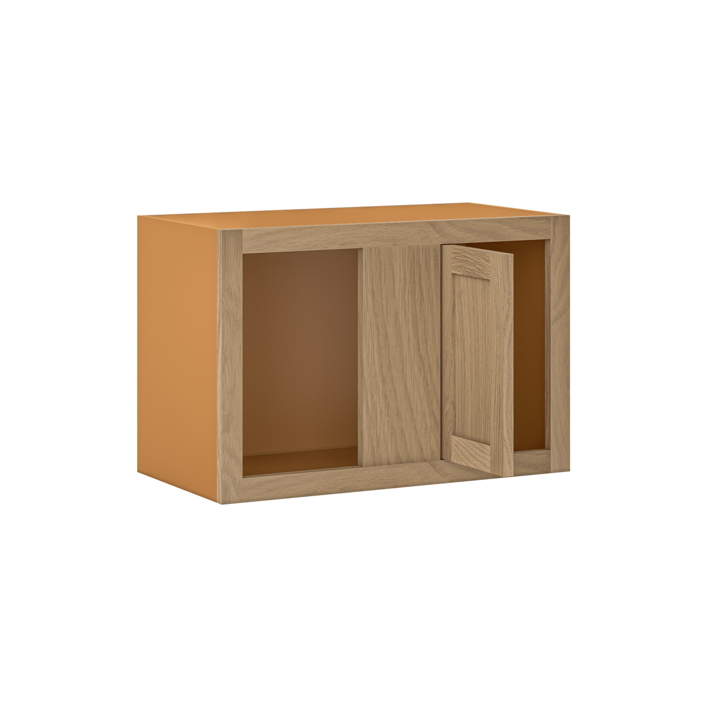 Custom Oak Blind Corner Wall Inset Cabinet 27" Wide by 9", 12" 15", 18", 21", 24", 27", 30", 33", 36", 39  and 42" Tall
