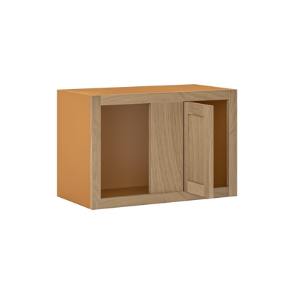 Custom Oak Blind Corner Wall Inset Cabinet 27" Wide by 9", 12" 15", 18", 21", 24", 27", 30", 33", 36", 39  and 42" Tall