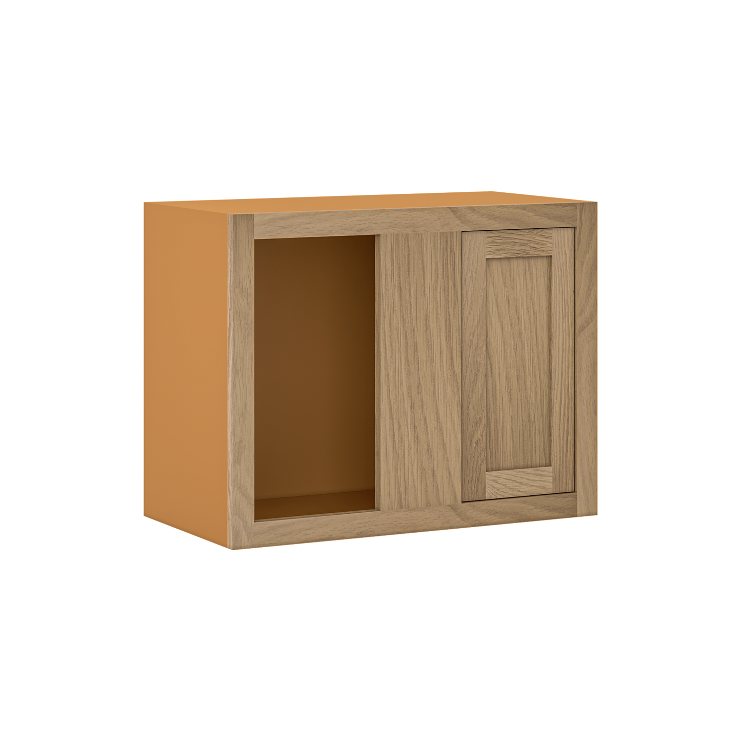Custom Oak Blind Corner Wall Inset Cabinet 27" Wide by 9", 12" 15", 18", 21", 24", 27", 30", 33", 36", 39  and 42" Tall