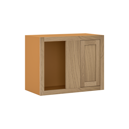 Custom Oak Blind Corner Wall Inset Cabinet 27" Wide by 9", 12" 15", 18", 21", 24", 27", 30", 33", 36", 39  and 42" Tall