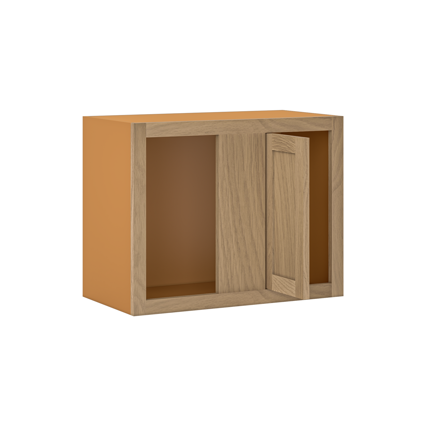 Custom Oak Blind Corner Wall Inset Cabinet 27" Wide by 9", 12" 15", 18", 21", 24", 27", 30", 33", 36", 39  and 42" Tall