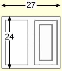 27" Wide Blind Corner Wall Inset Cabinet 9", 12" 15", 18", 21", 24", 27", 30", 33", 36", 39 , 42", 45", 48" & 51" Tall