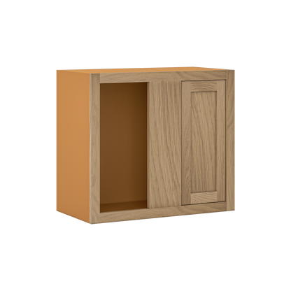 Custom Oak Blind Corner Wall Inset Cabinet 27" Wide by 9", 12" 15", 18", 21", 24", 27", 30", 33", 36", 39  and 42" Tall