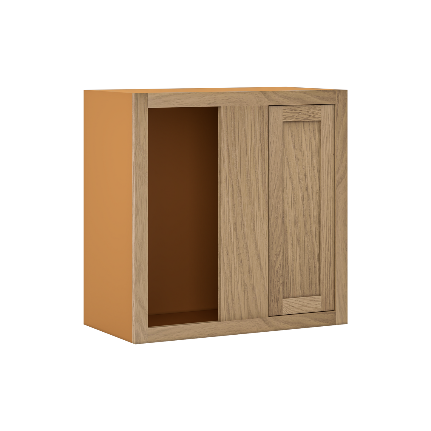 Custom Oak Blind Corner Wall Inset Cabinet 27" Wide by 9", 12" 15", 18", 21", 24", 27", 30", 33", 36", 39  and 42" Tall