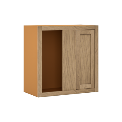 Custom Oak Blind Corner Wall Inset Cabinet 27" Wide by 9", 12" 15", 18", 21", 24", 27", 30", 33", 36", 39  and 42" Tall